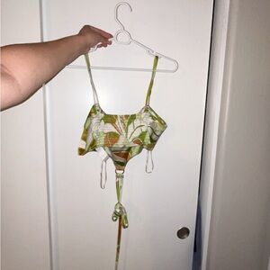 Forever 21 Green and Orange Patterned Crop Top